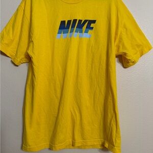 Nike Men’s Yellow Tee with Blue Gradient Logo